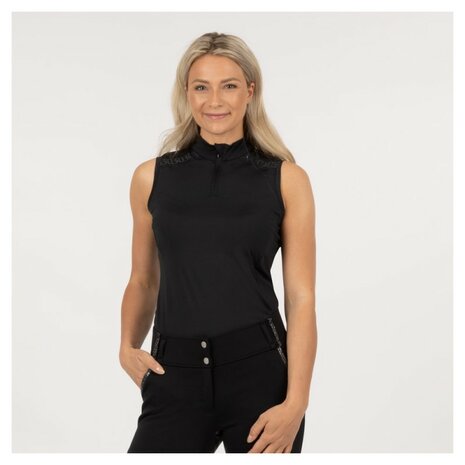 BR half zip sleeveless shirt Cocco, Jet Black